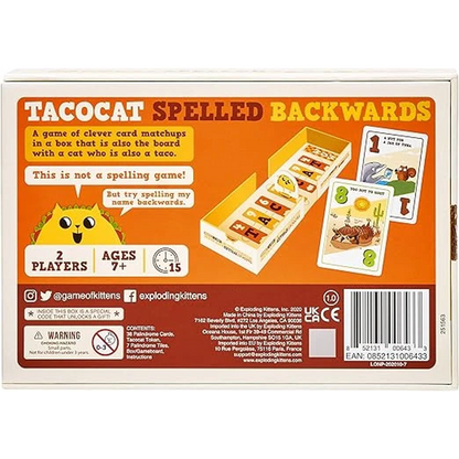 Tacocat Spelled Backwards: 2-Player Card Game by Exploding Kittens