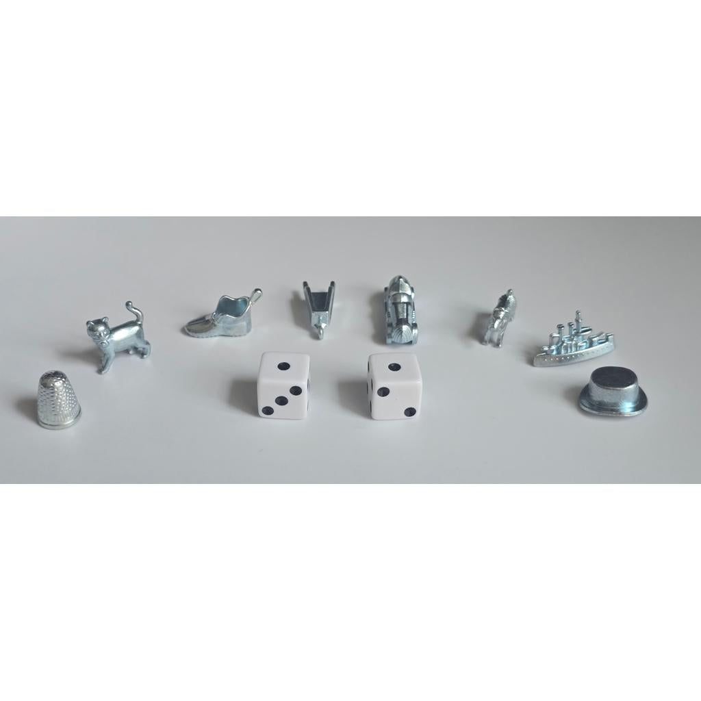 Monopoly Tokens – Full Set of 8 Metal Pieces including Speed Dice | Official Sealed Game Parts