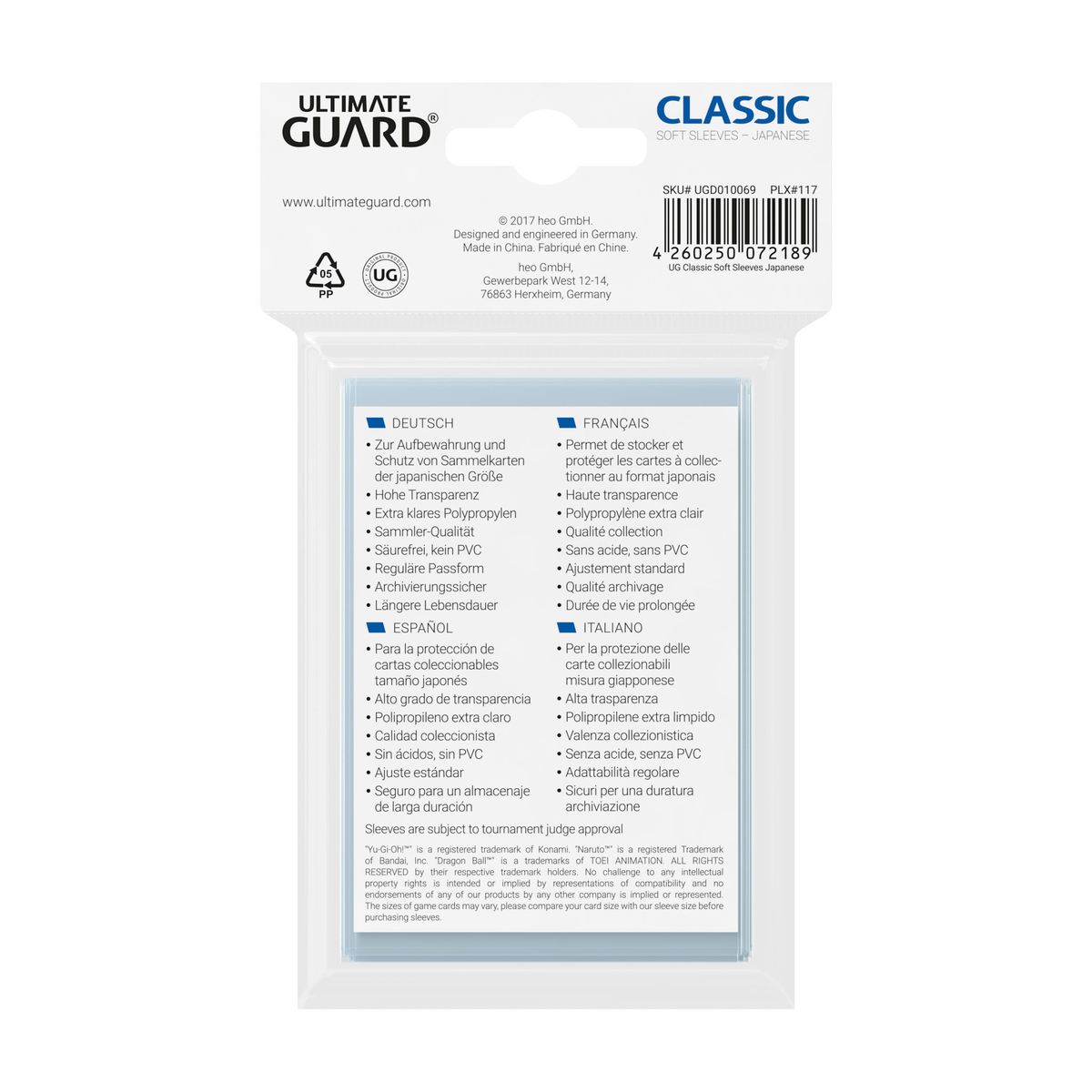 Ultimate Guard Classic Japanese Size Card Sleeves (100ct)